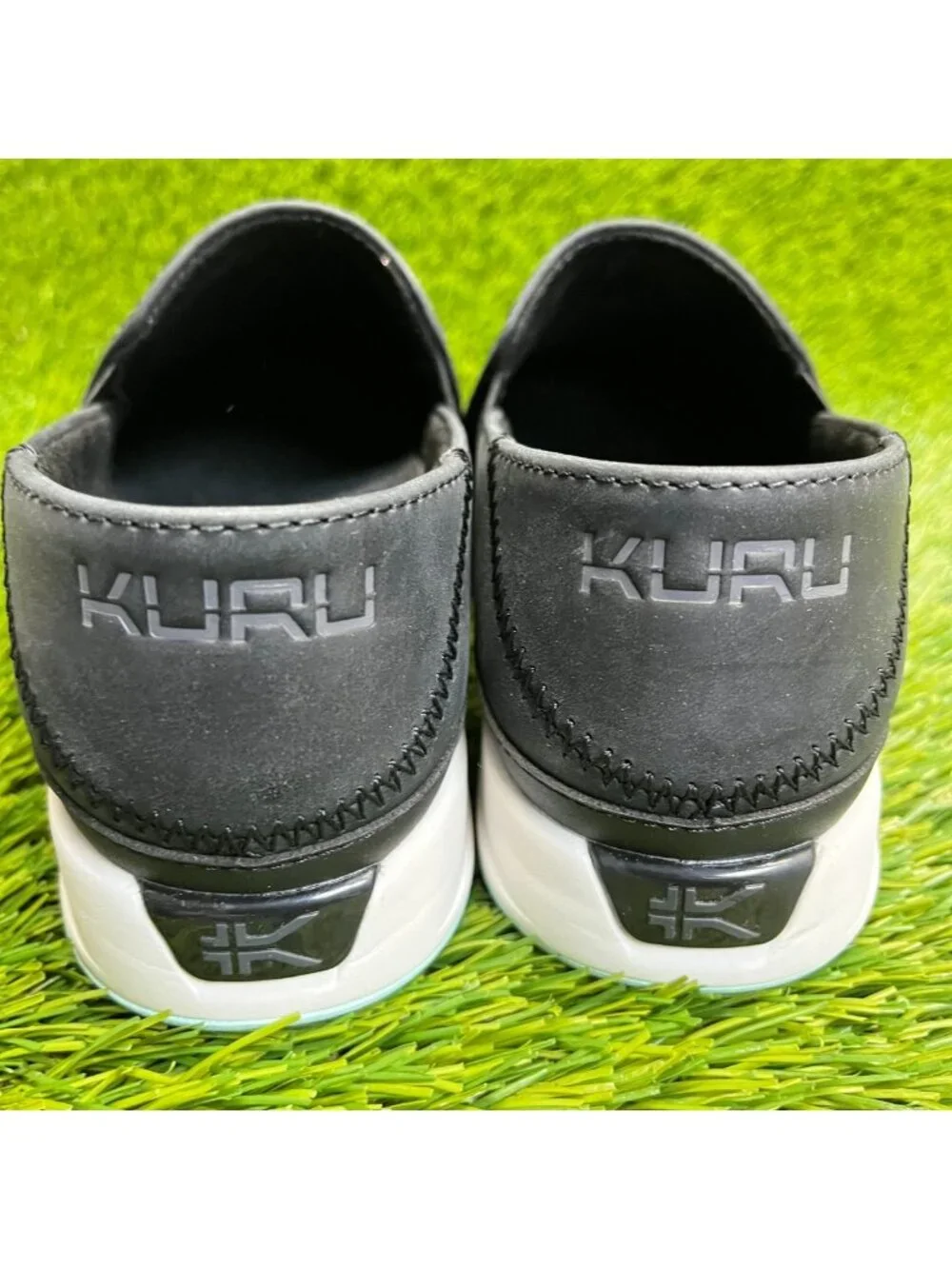Kuru Roam Atla Womens Size 8 Black White Casual Walking Leather Slip-On Shoes